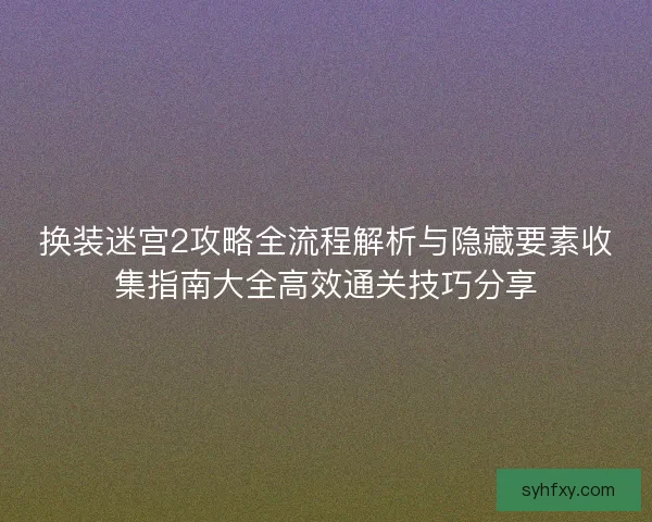 换装迷宫2攻略全流程解析与隐藏要素收集指南大全高效通关技巧分享